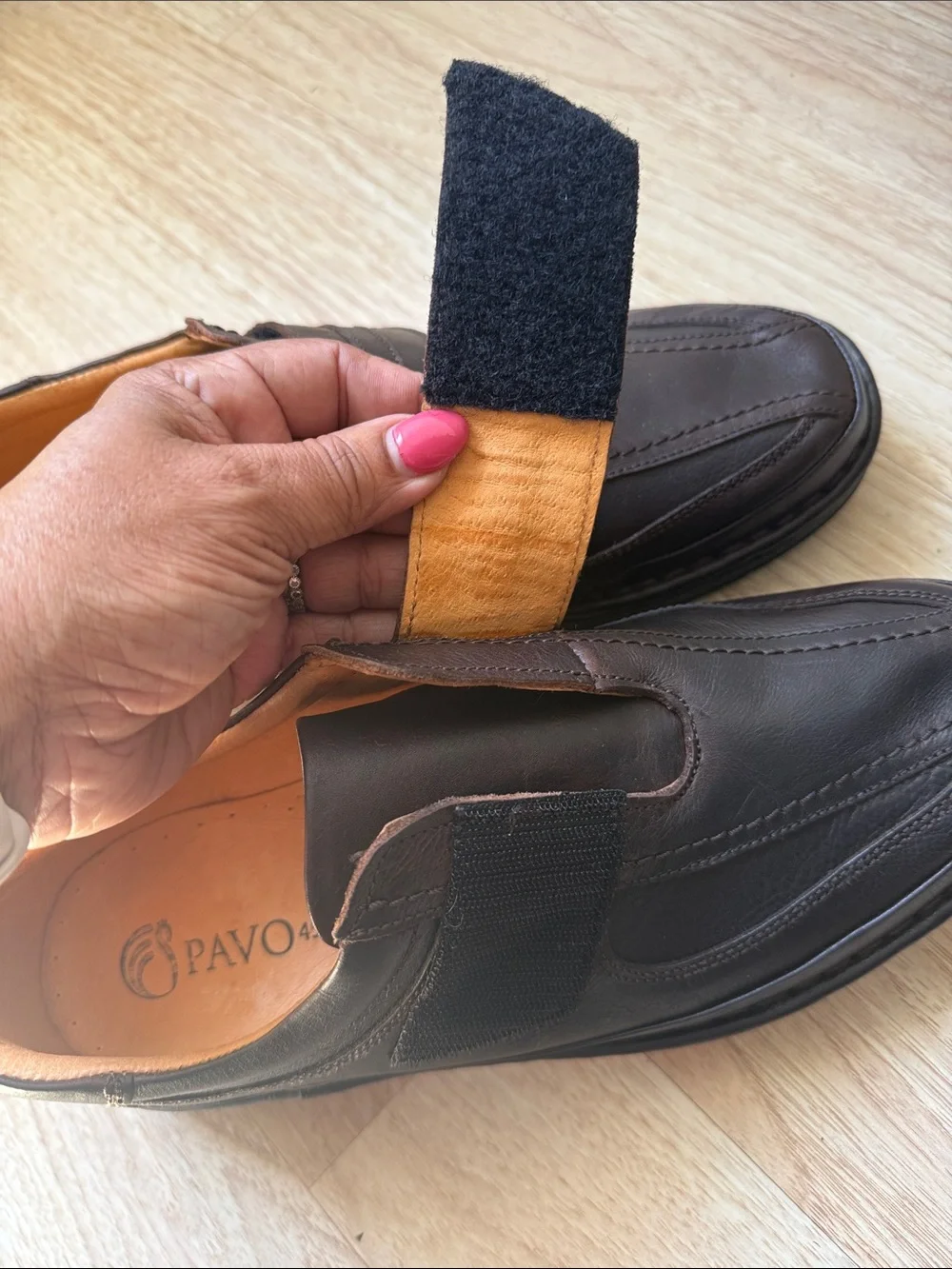 PAVO MEN'S BROWN LEATHER CASUAL OXFORD With STRAPS SIZE 45